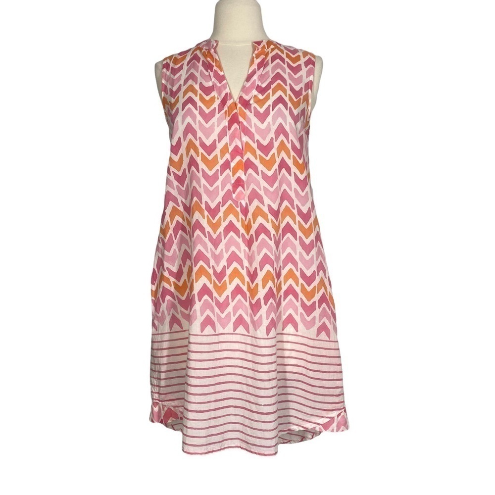 OLIPHANT Pink Patterned Cotton Sleeveless Dress